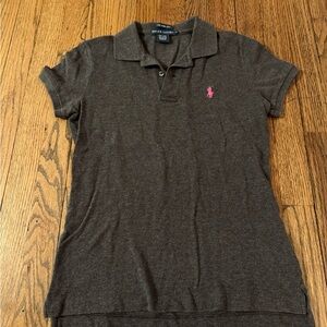 Ralph Lauren Dark Gray Polo Shirt with Pink Logo